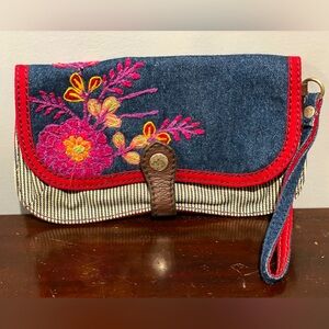 Lucky Brand Embroidered Wristlet